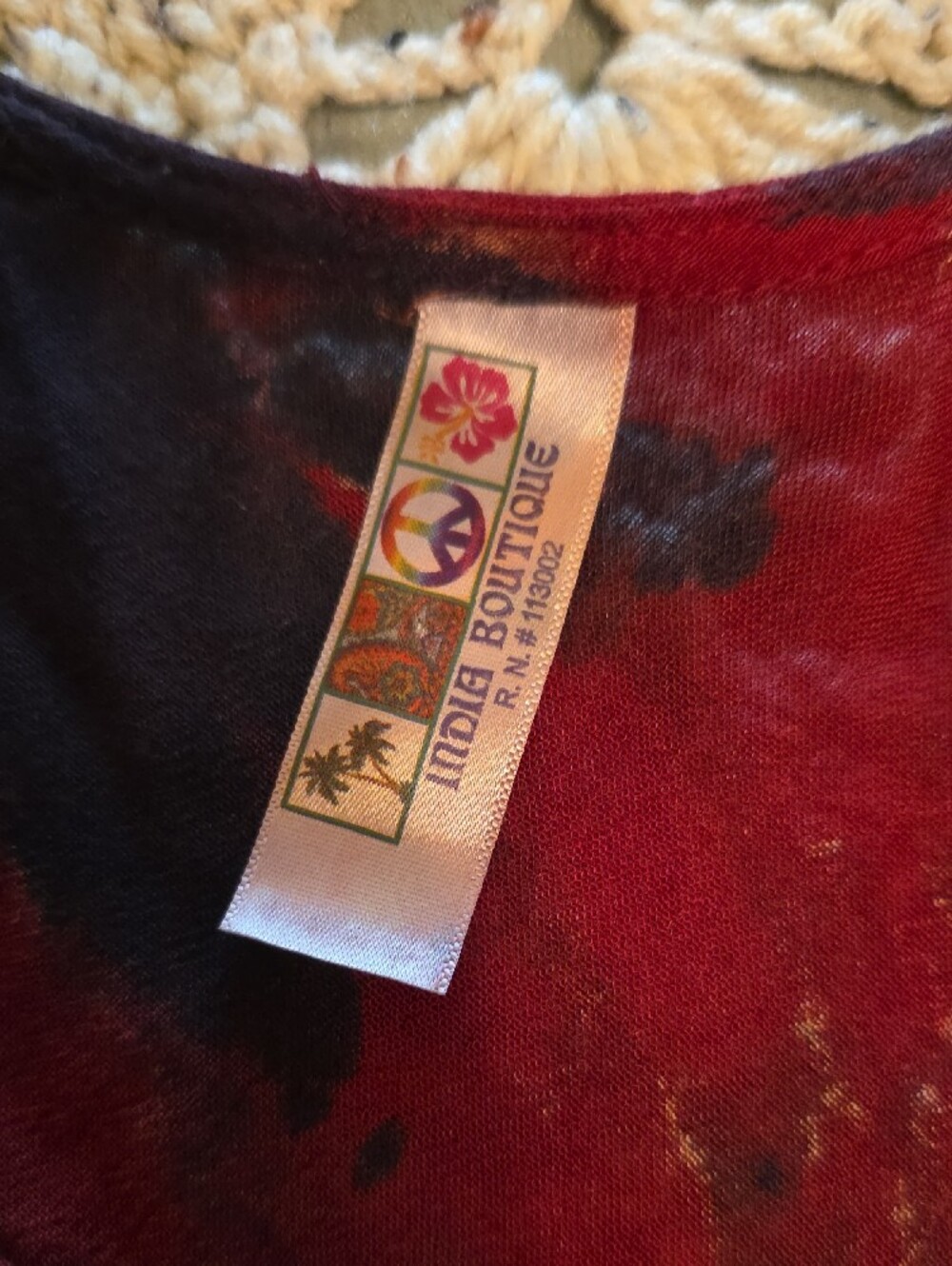 India Boutique Red and Black Tie-Dye Tunic - Picture 3 of 7